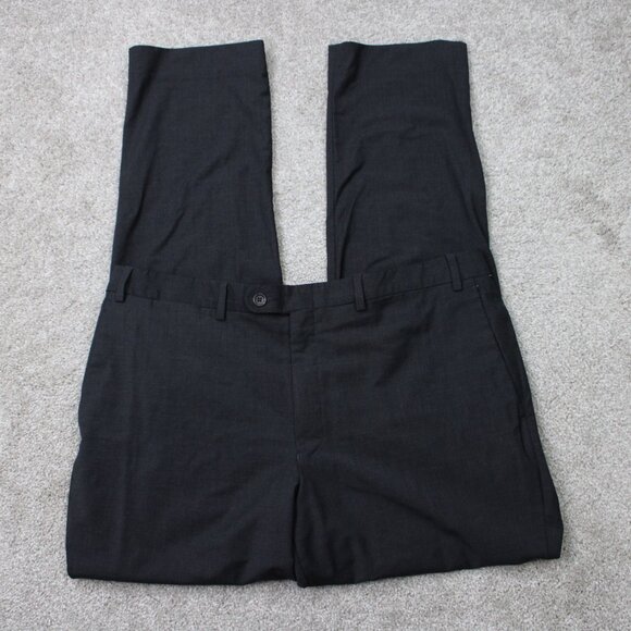 John Varvatos USA Pants Mens 38x30 Black Flat Front Wool Stretch Straight Leg - Picture 1 of 12